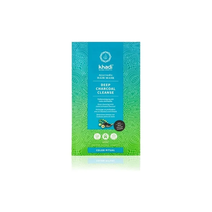 Khadi Deep Charcoal Cleanse Ayurvedic Hair Mask with Amla Activated Charcoal 50g - 100% Plant-Based and Vegan Certified Natural Cosmetics