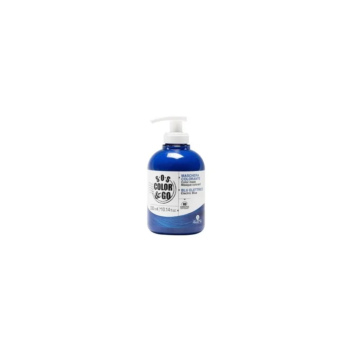 Alama Professional S.O.S Color&Go Electric Blue Color Mask - Nourishing, Revitalizing, Reflective - for Natural, Dyed, and Highlighted Hair