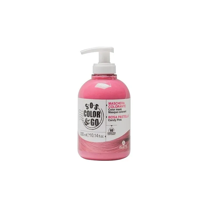Alama Professional Sos Color&Go Color Mask Pastel Pink Nourishing Mask Revitalizing Reflective For Natural Dyed And Highlighted Hair