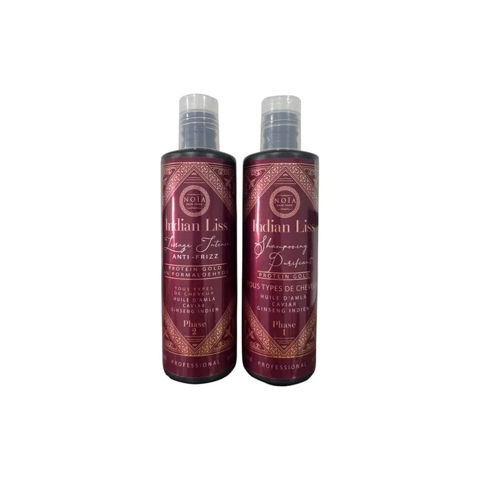 Noia Haircare Lissage Indian Liss Protein Gold with Amla, Caviar, and Ginseng 250ml - Pack of 2