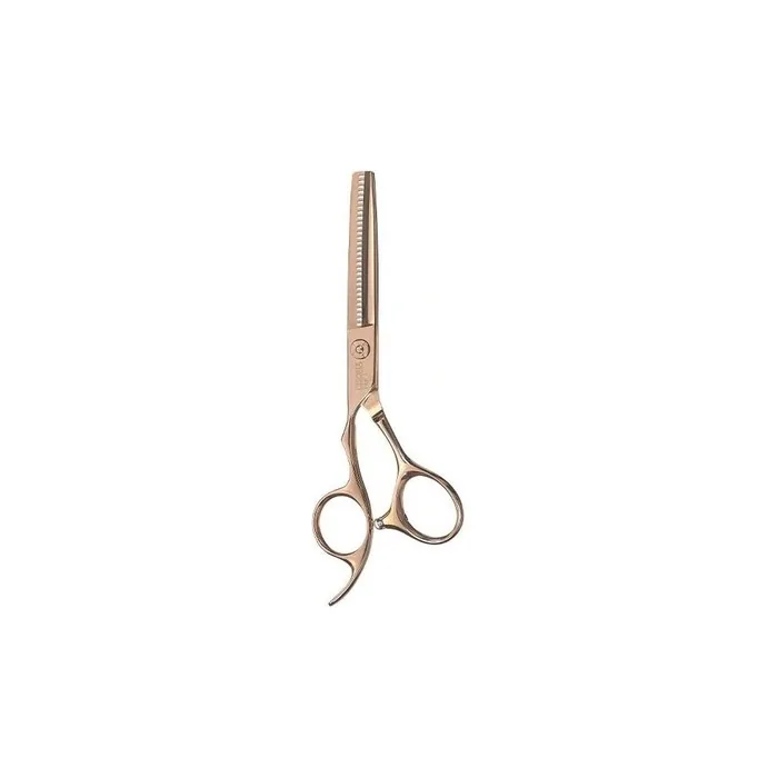 Sibel Left Hand Sculpture Scissors 5.5" Rose Gold - 30 Tooth V-Shaped Blade