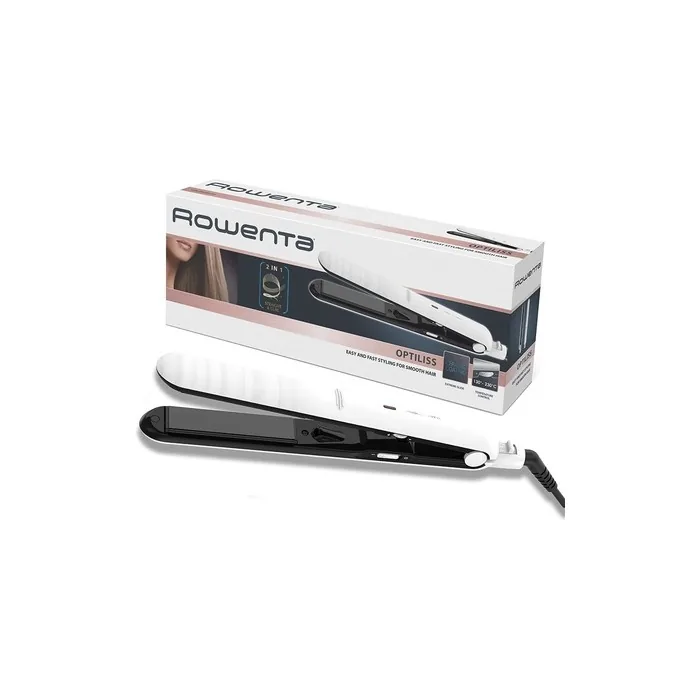 Rowenta SF3210 Optiliss Hair Straightener with 10 Temperatures up to 230°C - White
