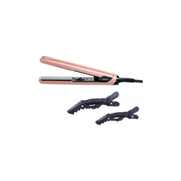 Ultron Mach Mini Professional Hair Straightener Rose Gold With Free Hair Clips
