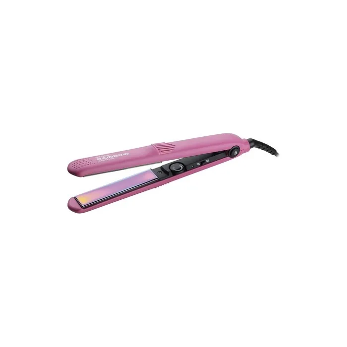 Gamma Più Professional Hair Straightener Rainbow Long Smooth Effect Iron Eliminates Electrostaticity Locking Button Closure Adjustable Temperatures Electronic Rapid Heating Italian Socket