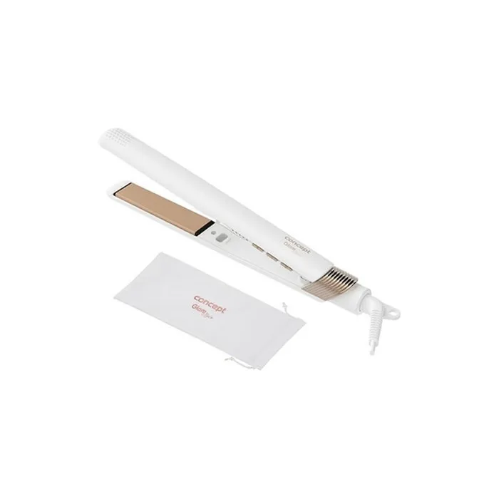 Concept Glam Style Hair Straightener with Ceramic Floating Plates 30.5 x 3.3 cm - White and Rose Gold