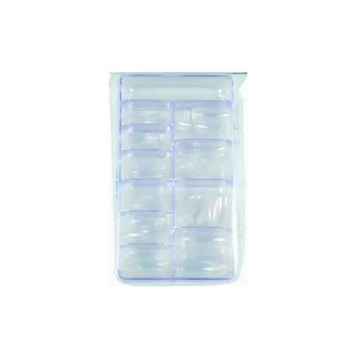 Beauté Coiffure Box of 250 Square Natural Tips with Long Strip - 10 Sizes