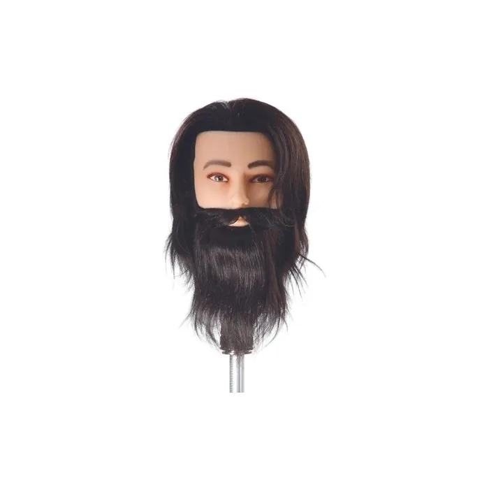 Xanitalia 100% Real Hair Barber Hairstyle Training Head with Beard