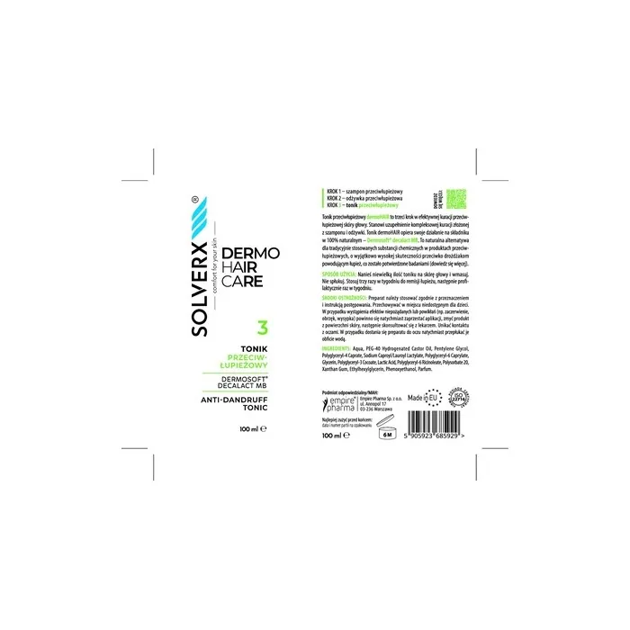 Solverx Dermo Hair Tonic Antidandruff Liquid 100ml