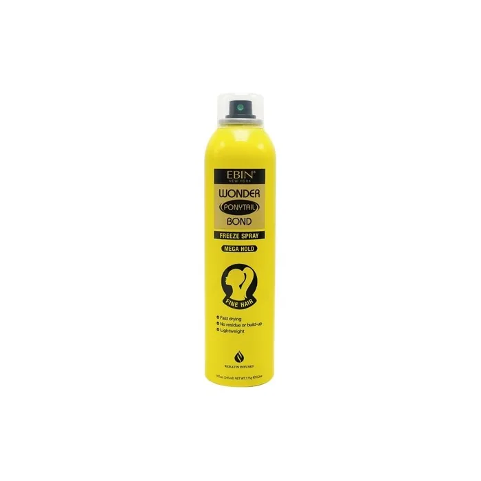 Wonder Lace Bond Ponytail Freeze Spray 8oz - Mega Hold for Fine Hair and Humidity