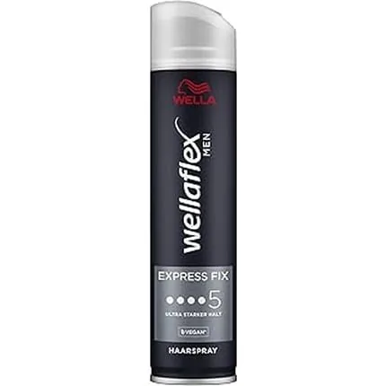 Wella Wellaflex Men Express Fix Hairspray Ultra Strong Hold 48 Hour Durability Vegan 250 Ml