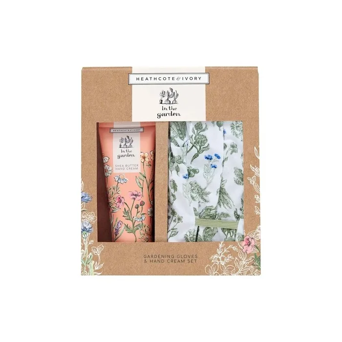 Heathcote & Ivory In The Garden Gardening Gloves Set and Shea Butter Hand Cream Gift Set 0.227kg