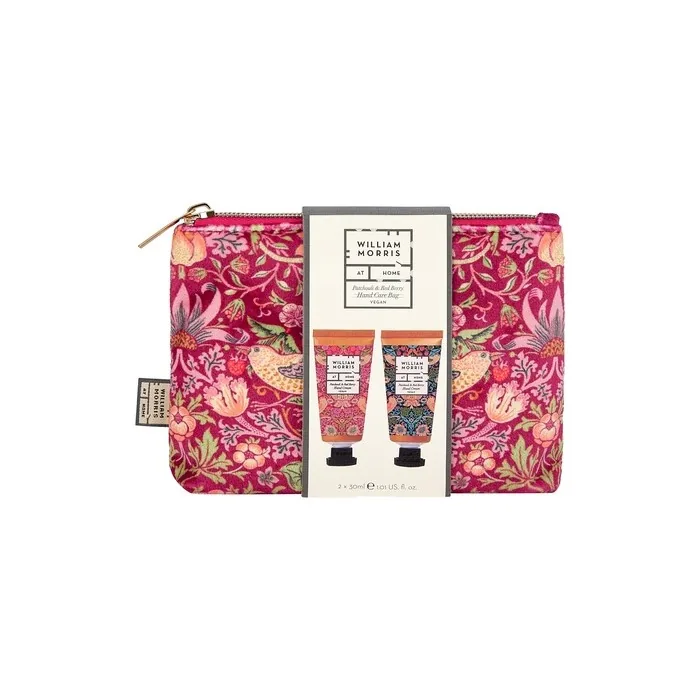William Morris at Home Patchouli & Red Berry Hand Care Duo Bag Set Enriched With Essential Oils Cruelty Free Vegan Friendly Travel Friendly Sizes 2 x 30ml