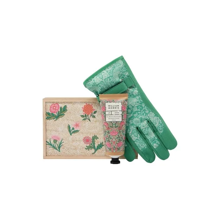 William Morris Hand Recovery Balm 100ml and Gardening Gloves in Wooden Box