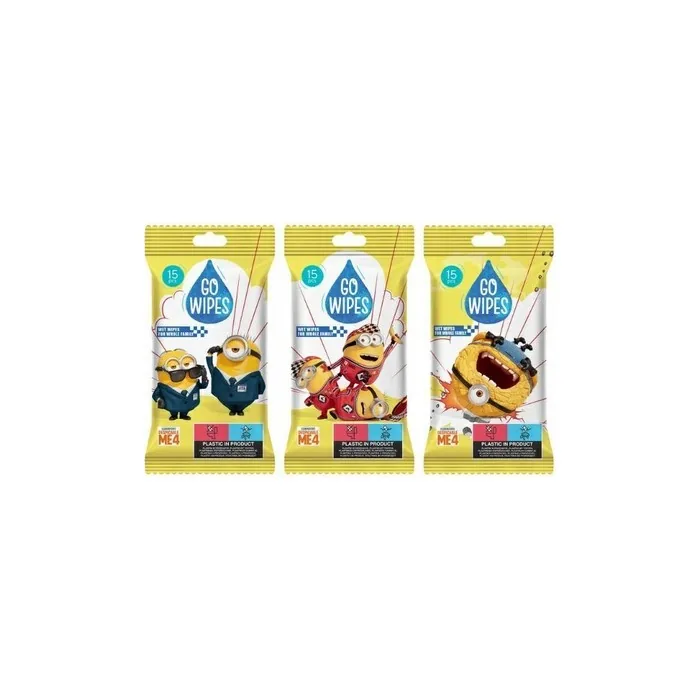 Biosfera GoWipes Antibacterial Wet Wipes with Minions Design 15 Pieces