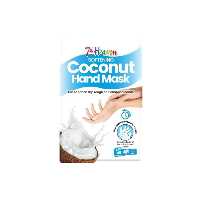 7th Heaven Softening Coconut Hand Mask Hand Moisturizer Gloves with Shea Butter and Argan Oil to Soften Dry Rough and Chapped Hands