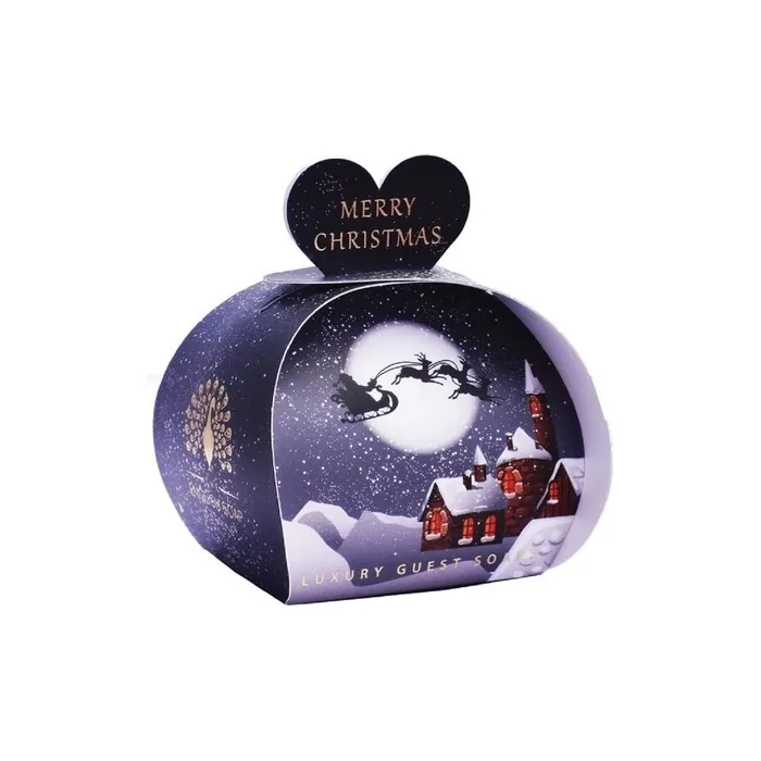 The English Soap Company Luxury Christmas Heart Shaped Guest Soaps Winter Village 3x20g