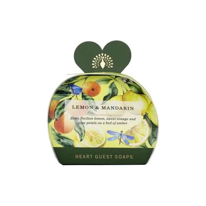The English Soap Company Sandalwood Shea Butter Heart Shaped Guest Soaps 3 x 20g Lemon & Mandarin - Pack of 3