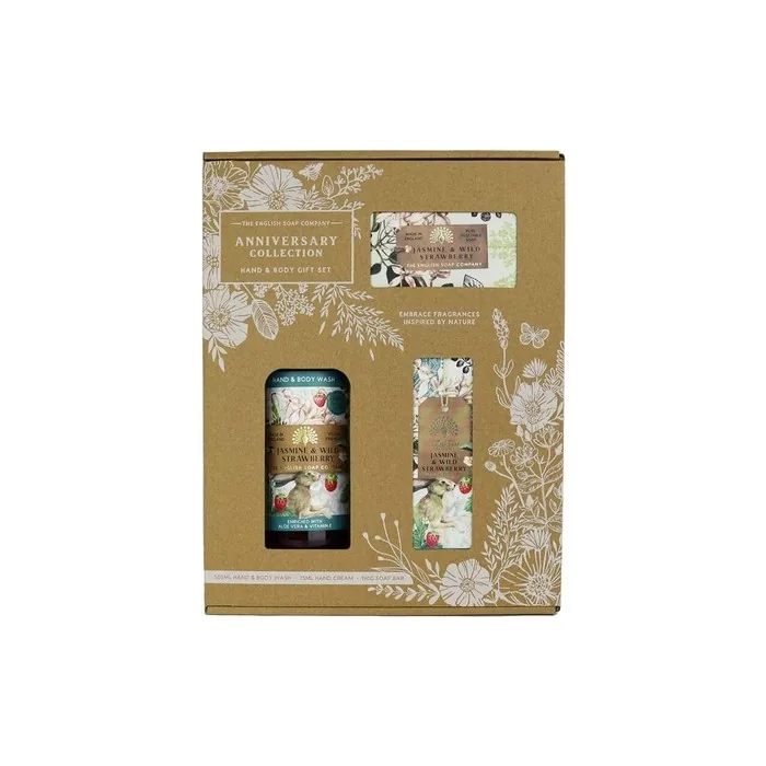 The English Soap Company Anniversary Hand and Body Gift Box Jasmine Wild Strawberry