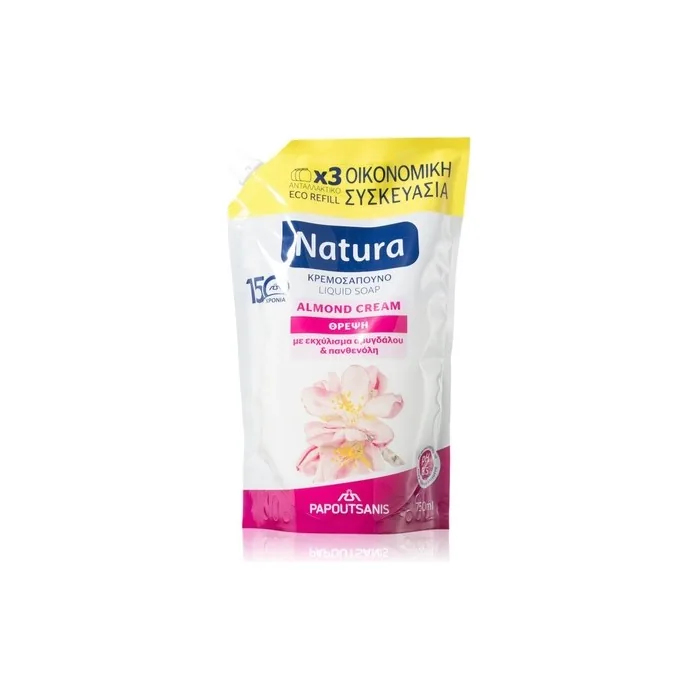 Papoutsanis Natura Almond Cream Liquid Soap Refill 750 Ml