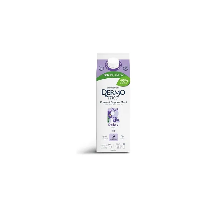 Dermomed Hand Soap Eco-Refill Relaxing Hyaluronic Acid Repairing Moisturizing 900ml Iris