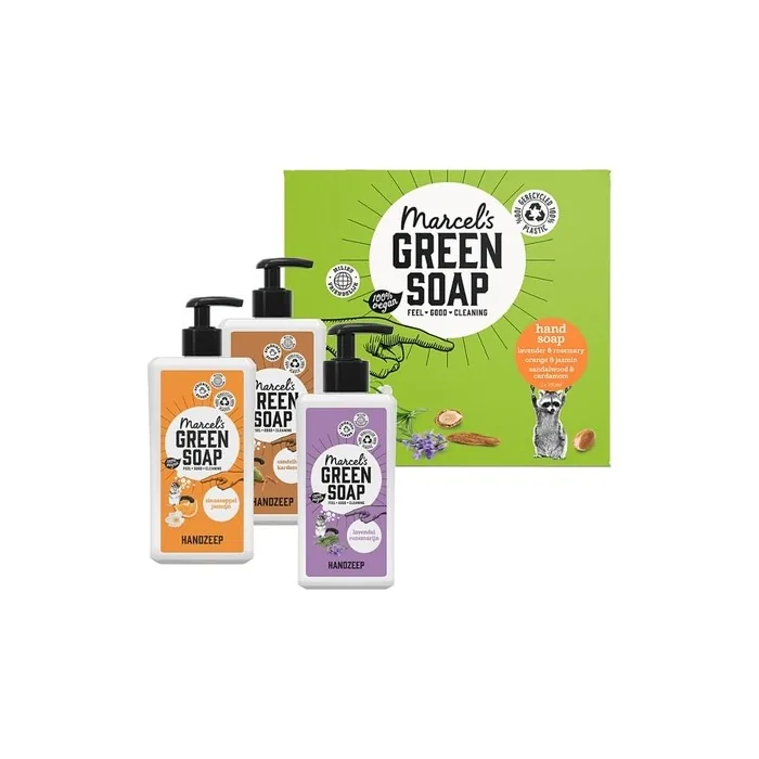 Marcel's Green Soap Gift Box Hand Orange & Jasmine Lavender & Rosemary Sandalwood & Cardamom 250ml