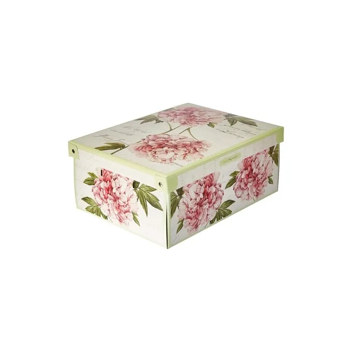 Lavatelli Collection Midi Peony Decorative Cardboard Lids And Handles Clothes Toy Box Baskets Teddy Storage Medium Peonies