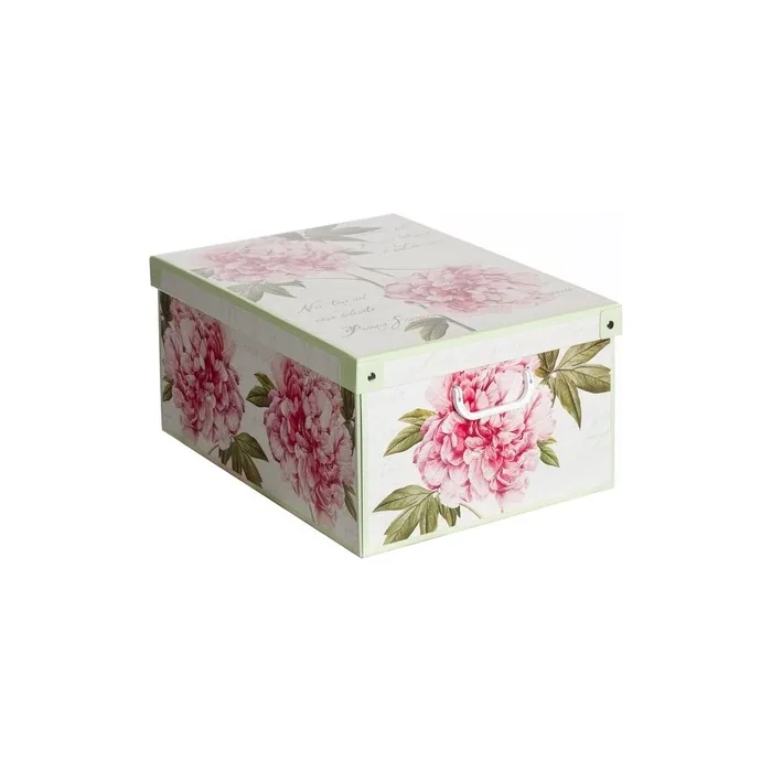 Lavatelli Cardboard Storage Box With Lid L 39x50x24 Cm Peonies