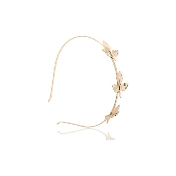 Ecarla Hair Band With Leaves Gold Stylish Hair Accessory