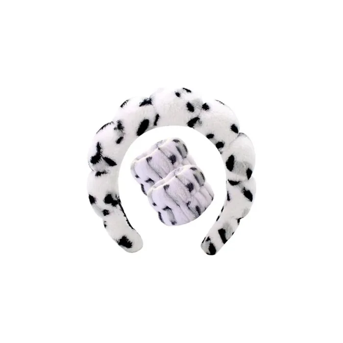 Ecarla Cosmetic Head And Wrist Bands Set White Panther O540bsz