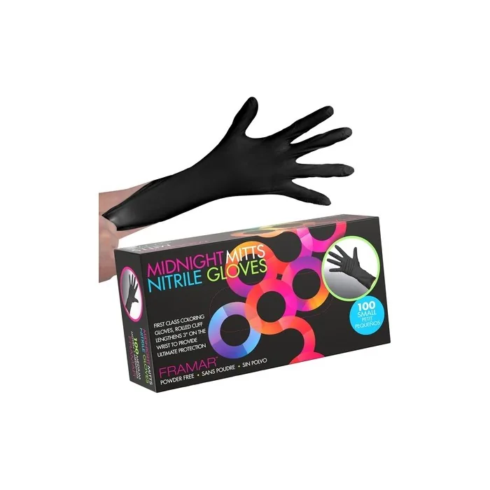 Framar Black Nitrile Disposable Gloves Small 100 Pack