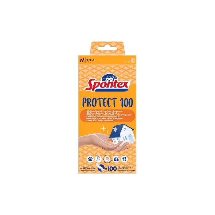 Spontex Protect 100 Disposable Gloves Medium - Pack of 100