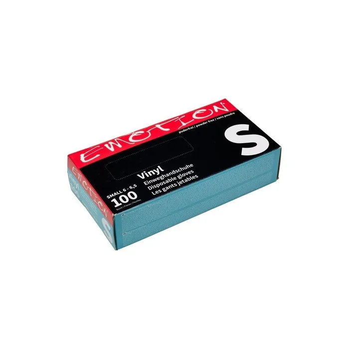Efalock Emotion Vinyl Disposable Gloves Size S Powder-Free Black 100 Pack