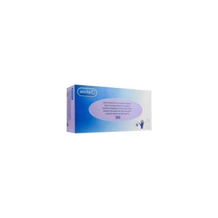 Alvita Powder-Free Vinyl Gloves Size Small 100 Count