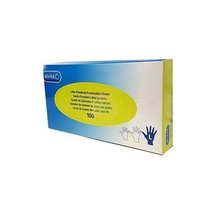 Alvita Disposable Latex Gloves Size Large 100 Count