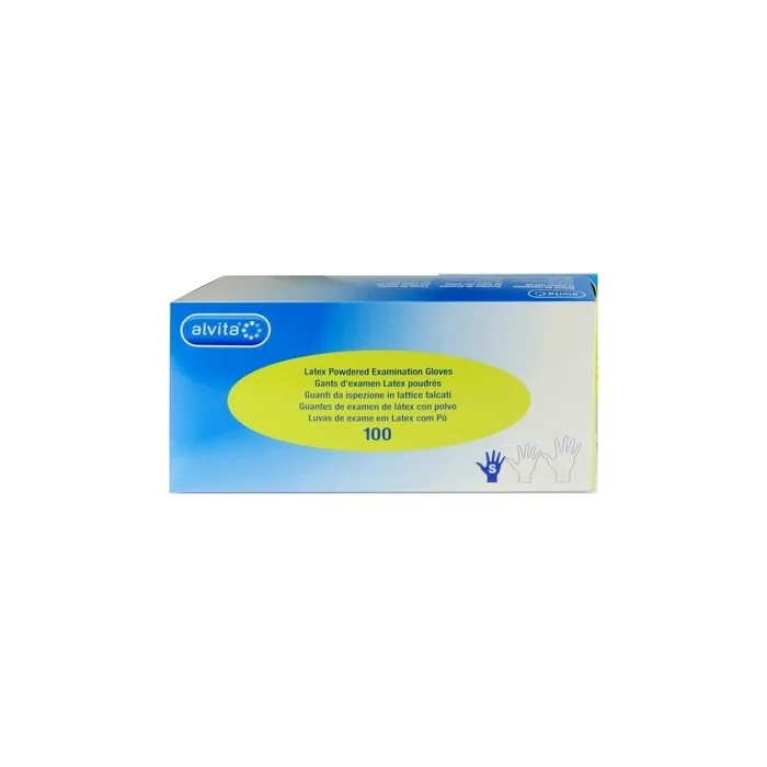 Alvita Disposable Latex Gloves Size Small 6-6.5 - Pack of 100