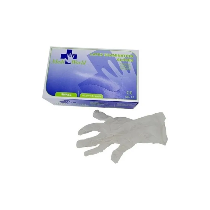 MediWorld Disposable Latex Gloves Small 100 Count