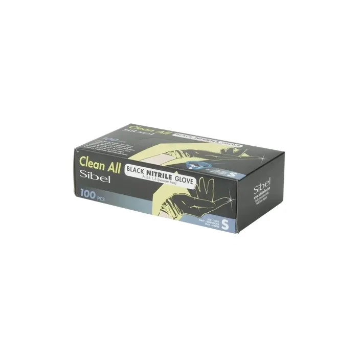 Sibel Disposable Powder-Free Nitrile Gloves Black Small 100 Pieces