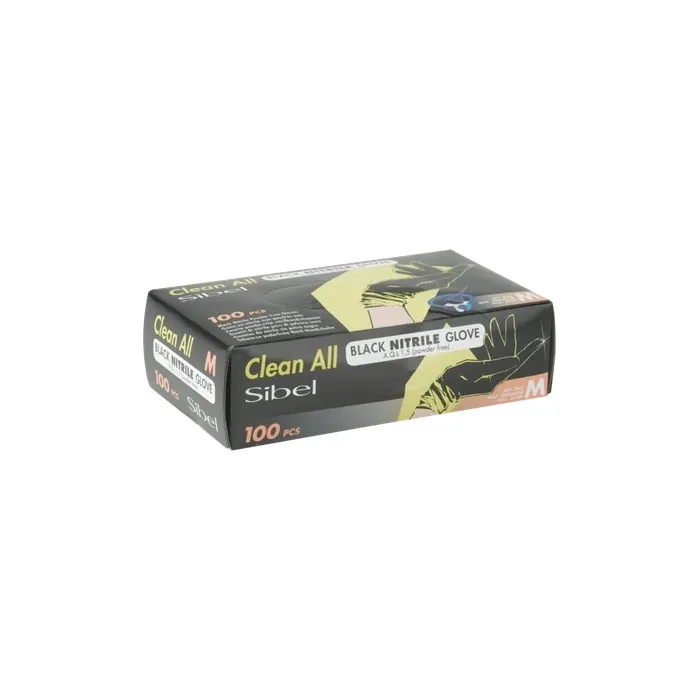 Sibel Disposable Powder-Free Nitrile Gloves Black Medium 100 Pieces