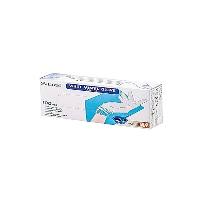 Sibel Vinyl Gloves White Medium 100 Units