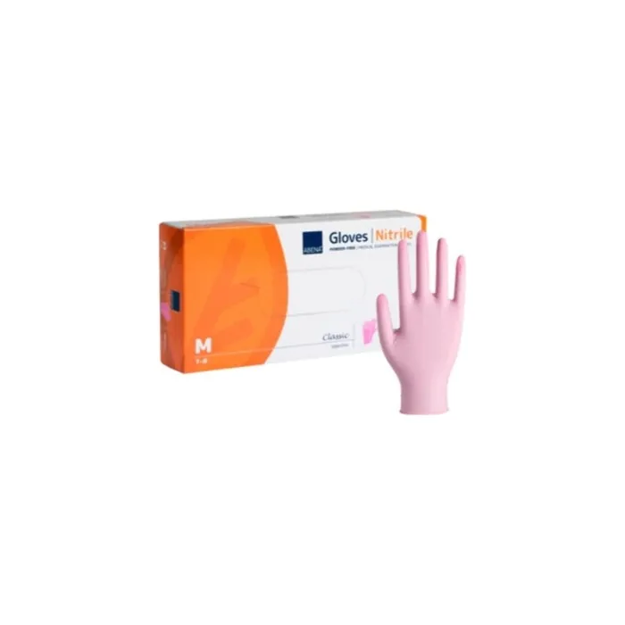 Abena Pink Nitrile Gloves Size Medium - Multipurpose Latex Free