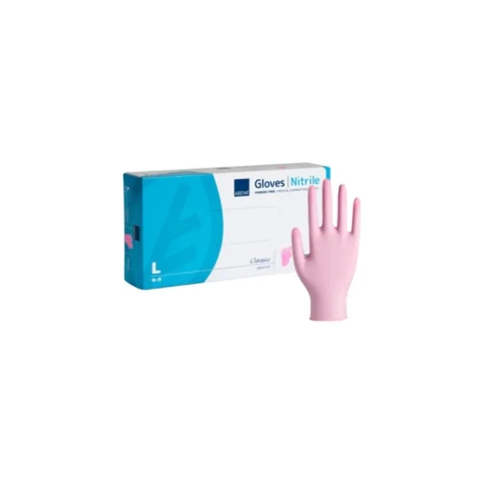 Abena Pink Nitrile Gloves Size Large - Multipurpose Latex Free