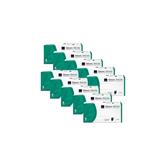 Abena Box of 100 Black Powder-Free Disposable Nitrile Medical Examination Gloves Small Size