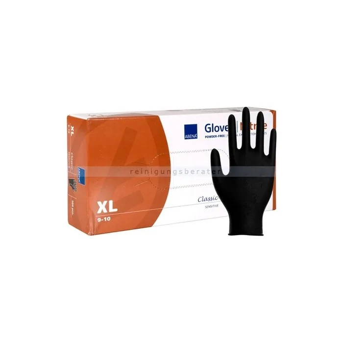 Abena Classic Sensitive Disposable Nitrile Gloves XL - Black