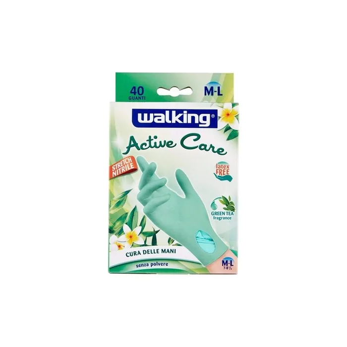 Walking Nitrile Active Care Gloves 40 Pieces M-L - Powder-Free