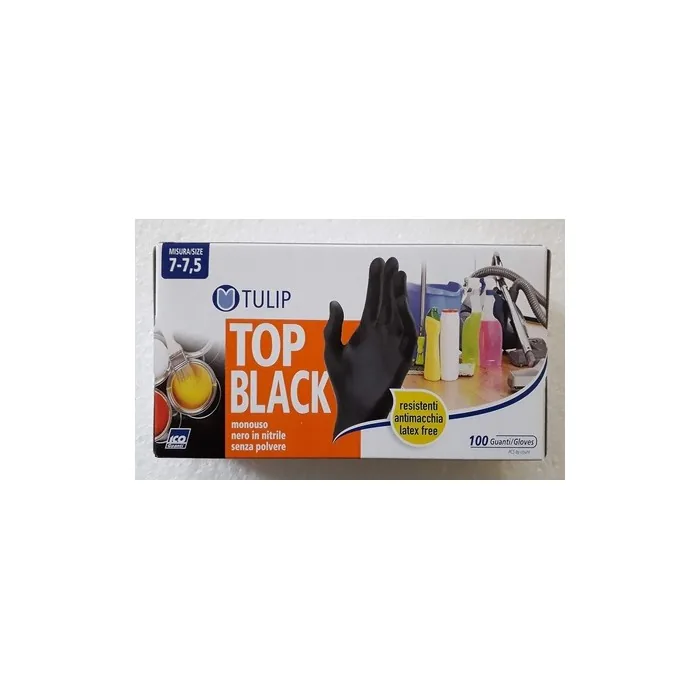 Icoguanti Disposable Nitrile Gloves Black Size M - 100 Pieces