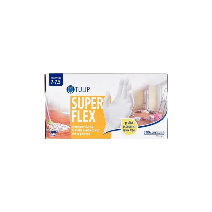 Tulip Disposable Vinyl Gloves Size M 100 Count - Elasticated Powder-Free