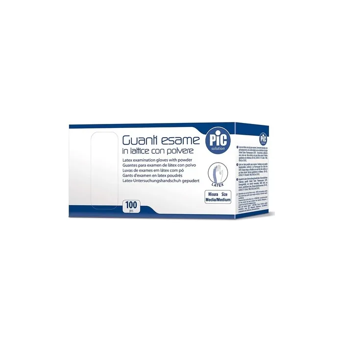 Pic Solution Latex Powder Examination Gloves Medium 100 Pieces - Pack of 100