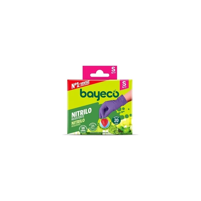 Bayeco Single-use Nitrile Gloves Purple Ambidextrous Size S - Pack of 20