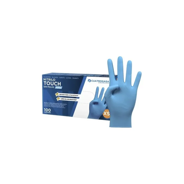 Cuatrogasa Nitrile Disposable Gloves Blue Size 8-9 - Pack of 100