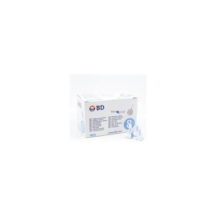 BD Thin Wall Insulin Pen Needles 0.25mm x 8mm - Pack of 100